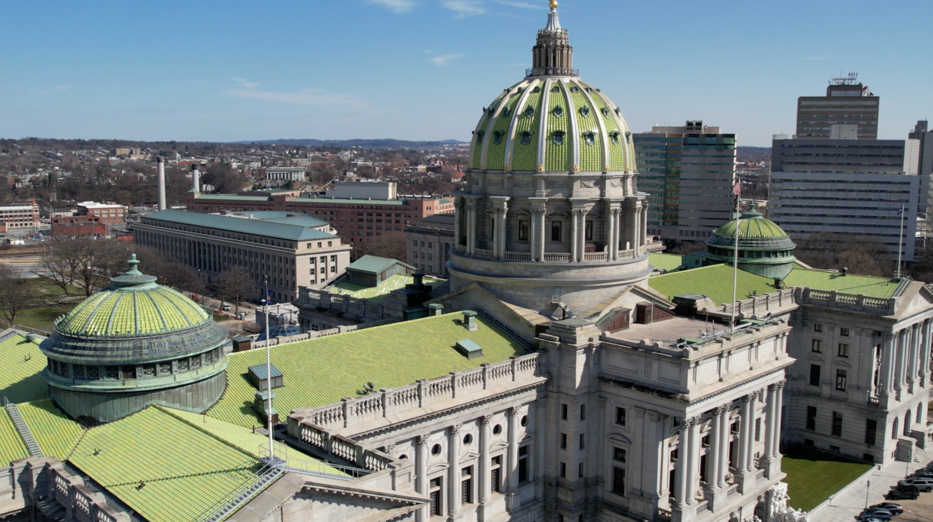 A birds-eye view of Pennsylvania's state Capitol building