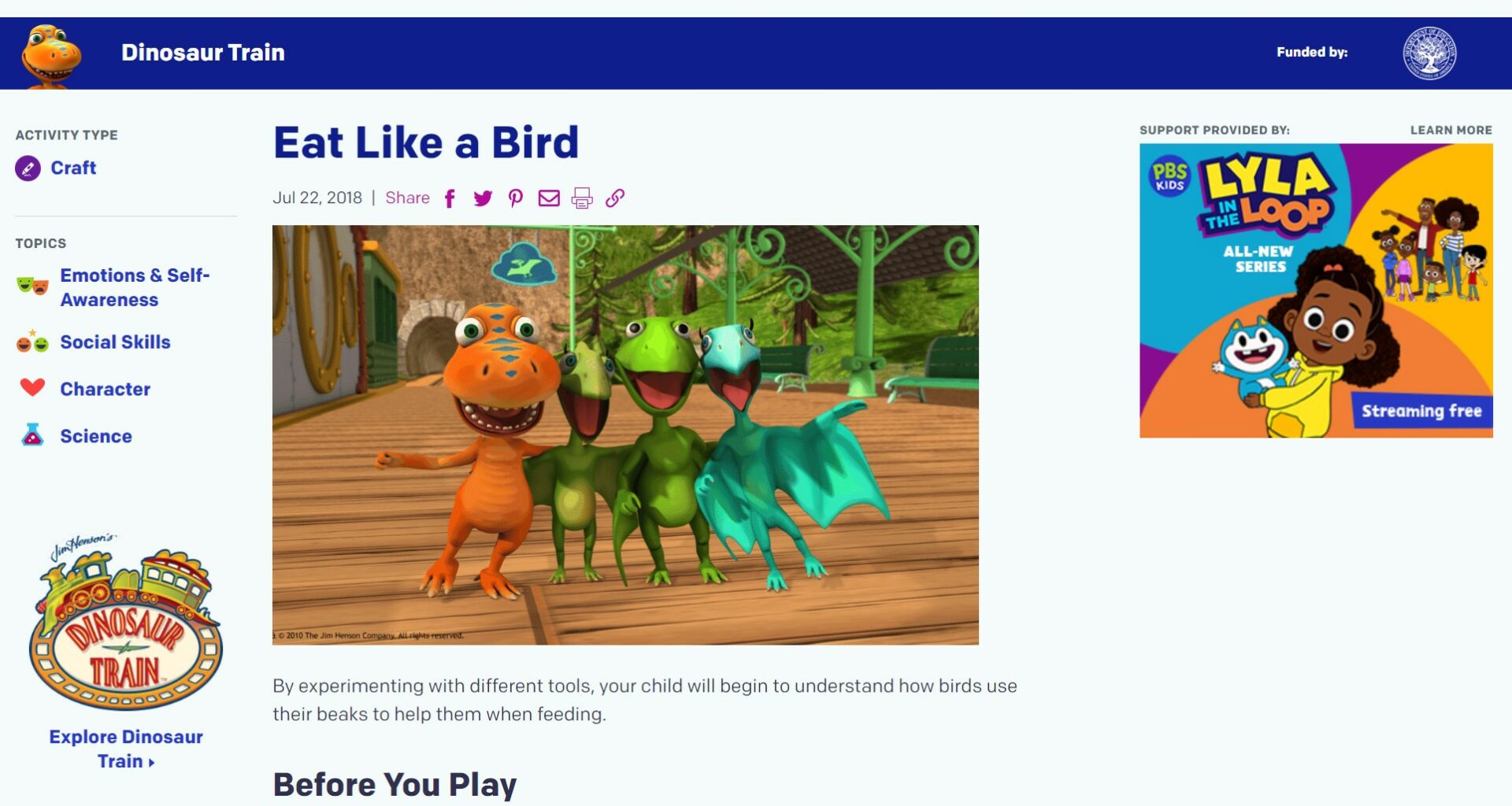 Eat Like a Bird | Crafts for Kids | PBS KIDS for Parents