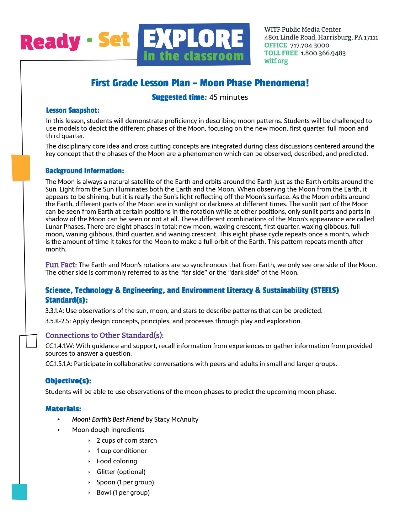 First Grade Lesson Plan - Moon Phase Phenomena!